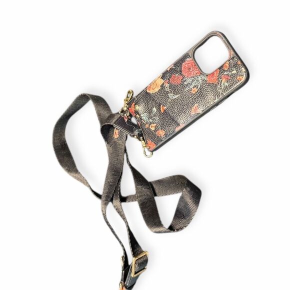 BANDOLIER Women’s Black Floral Elise Crossbody Phone Case iPhone 14 Pro Max - Picture 2 of 4